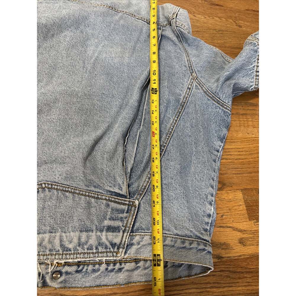 VTG 90s Tommy Hilfiger Denim Trucker Jacket Light Wash Distressed Grunge Y2K L - Picture 8 of 9